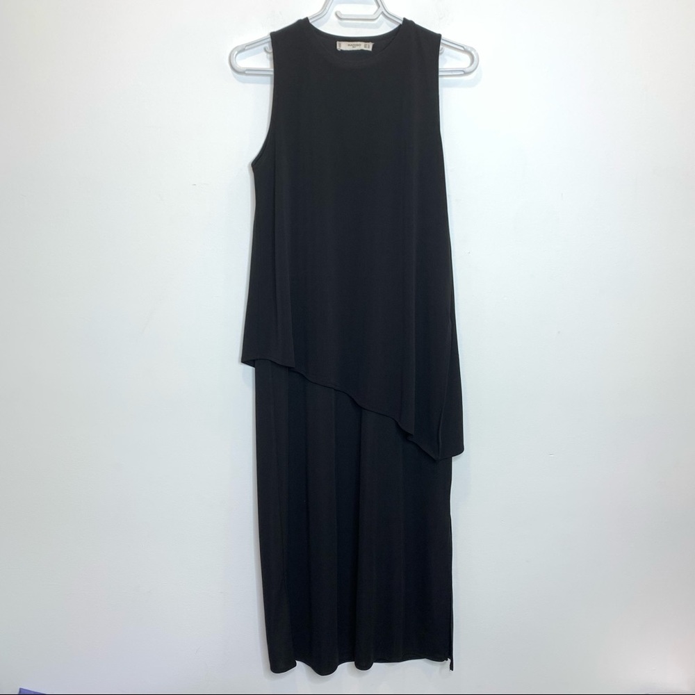 Mango Layered Asymmetrical Black Maxi Tank Dress